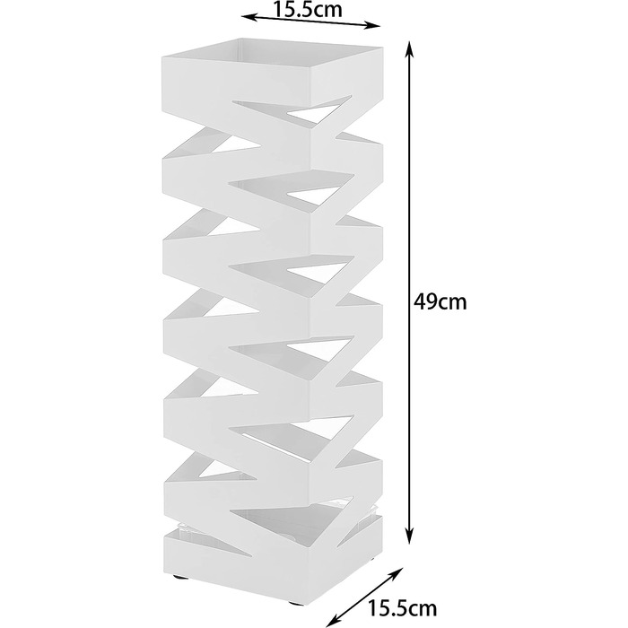 Підставка для парасольки Acaza з оболонкою, квадратна підставка для парасольки металева, сховище для парасольки з сучасним дизайном, 49 x 16 x 16 см, (білий)