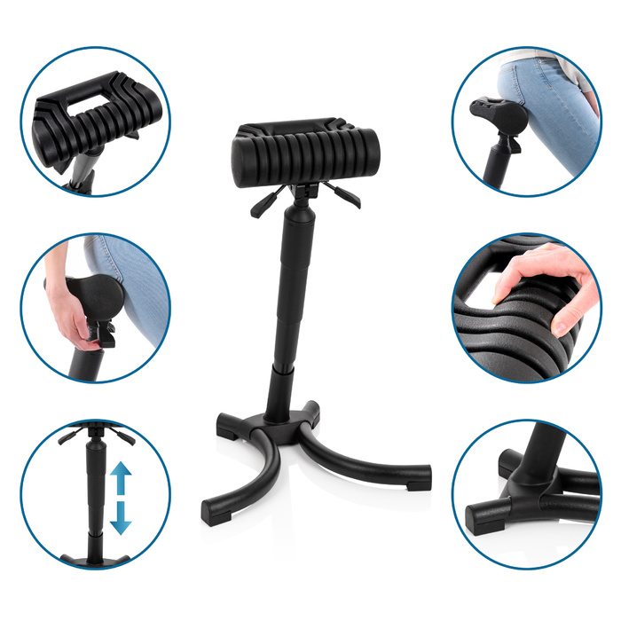 Крісло для роботи TOP WORK 33 PU чорного кольору з пінопластовим наповнювачем, металевим каркасом та регульованою висотою. hjh OFFICE