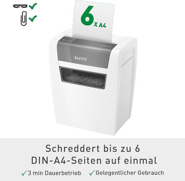Шредер Leitz IQ Home Aktenvernichter: безпечне знищення документів, P4, 7-6 аркушів, білий, 80340000