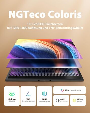 Цифровий фоторамка 10.1 дюйма Wi-Fi з 64GB пам'яті, IPS сенсорний дисплей 1280*800, для перегляду фото та відео через додаток Frameo, чорний