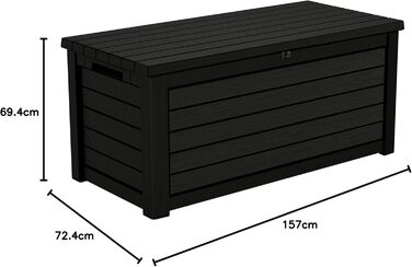 Скриня для зберігання речей Koll Living Blackwood 623 л, чорна - з газовими амортизаторами, вантажопідйомність кришки до 272 кг