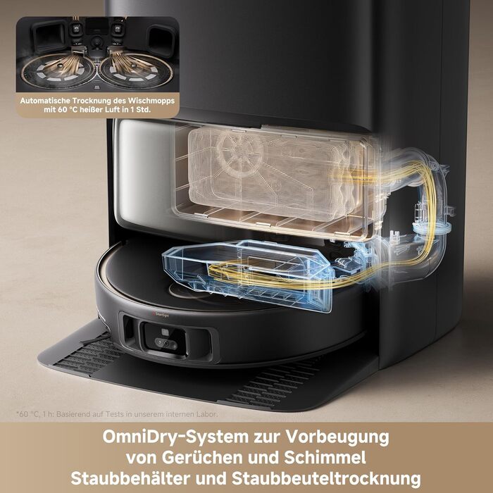 Робот-пилосос Mova V50 Ultra з функцією миття, 24000 Па, 6 см перешкода, навігація Liftable, RGB AI, LED, 80°C гаряча вода, 63°C сушка, DuoSolution, Tricut, чорний