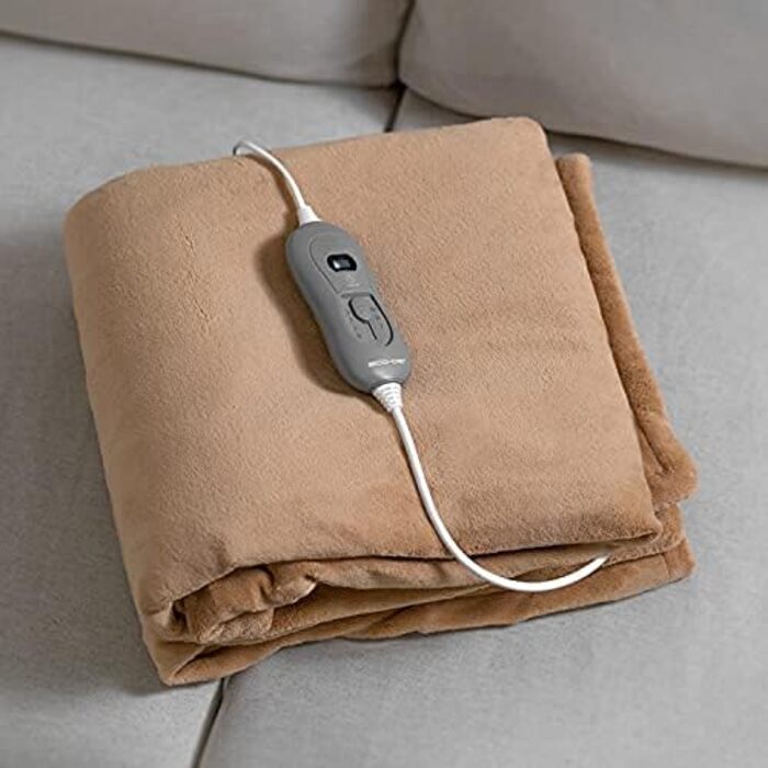 Електрична ковдра ECO-DE ECODE 180x130 см з пультом, 3 режими нагріву, таймер 180 хв (бежева)