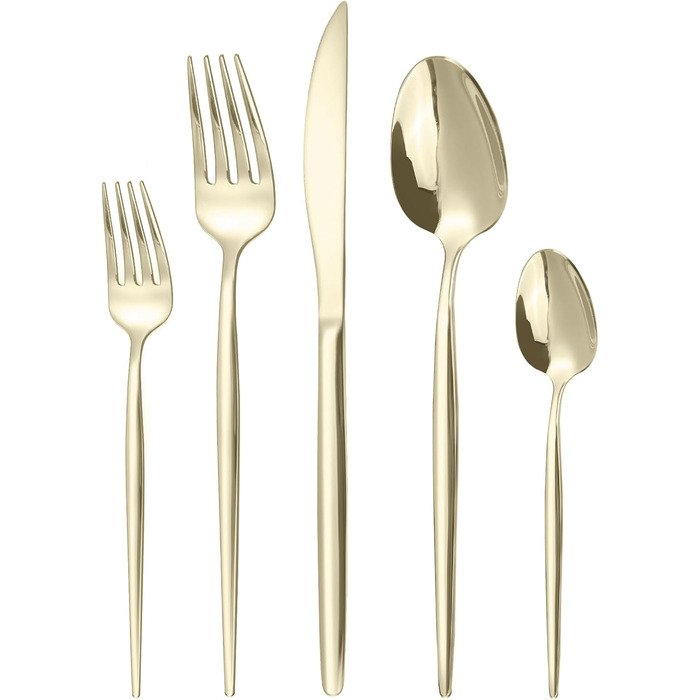 Набір столових приборів на 6 осіб, Targzier, 30 предметів, нержавіюча сталь, кольоровий, для кухні/готелю/ресторану, преміум-якість, придатний для миття в посудомийній машині (30 предметів, Champagne)