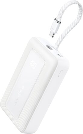 Powerbank Anker Zolo (2025 Upgrade) 20000mAh 30W з USB-C кабелем. Підходить для iPhone, Galaxy та інших пристроїв. Білий