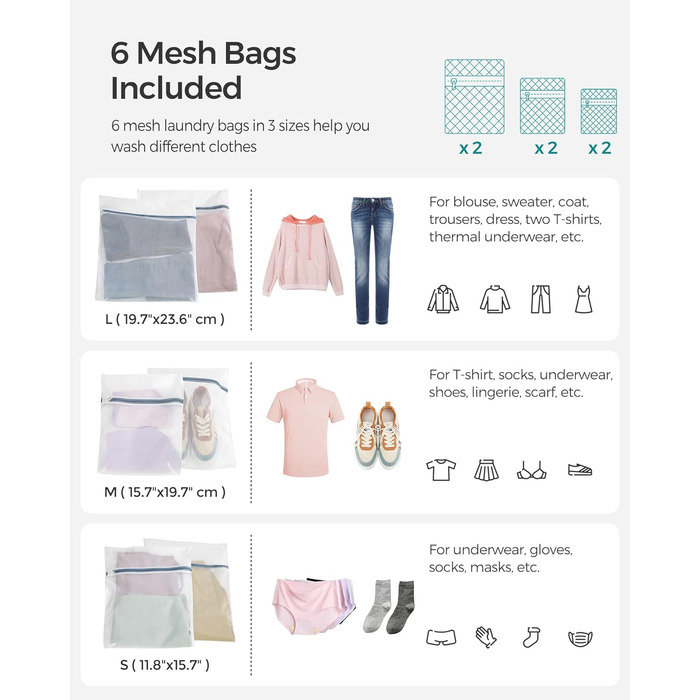 Кошик для білизни Songmics з кришкою, 90 л, з 6 мішечками, з плетеного ротанг, для ванної кімнати, 33 x 46 x 60 см