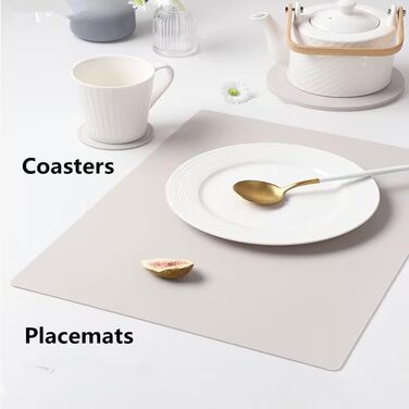 Набір тканих серветок з екошкіри для столу, водонепроникні, стійкі до бруду та тепла, можна мити, PU серветки для кухні та декору (кремовий, 6 шт.)