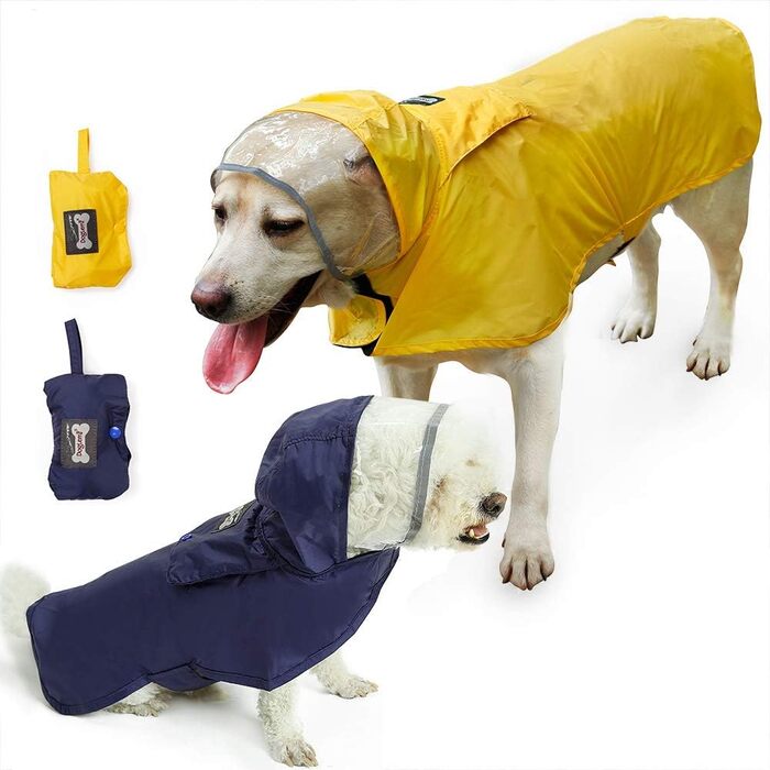 Дощовик для собак BePetMia, водонепроникний, з капюшоном, регульований (XL шия 50-54 см, груди 56-65 см, синій)