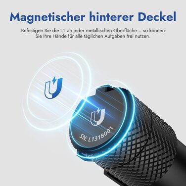 Тактичний ліхтарик WUBEN L1 LED: 2000 люмен, 6 режимів світла, водонепроникний IP68, акумуляторний, з кобурою, чорний (P9)