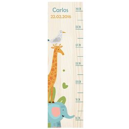 Дерев'яна планка з гравіюванням для дітей-Тедді синій дизайн-з ім'ям для дитячої-розміри шкали 80-140 см-Розмір 20 х 70 х 2 см-подарунок на день народження для дівчаток і хлопчиків (планка тварин)