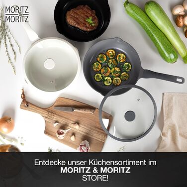 Сковорода Moritz & Moritz 26 см з кришкою Бежева - антипригарне покриття, Soft-Touch ручка, для смаження, тушкування та варіння на пару, підходить для всіх типів плит