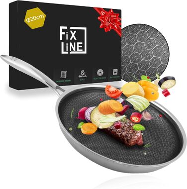 Сковорода FIXLINE Premium 20 см - для всіх типів варильних поверхонь, включаючи індукційні - антипригарне покриття, стійке до подряпин - нагрівання до 250 - елегантний стільниковий дизайн