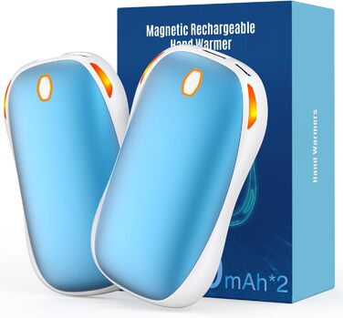 Електричний грієчка для рук 5000mAh, 2 шт. - багаторазовий кишеньковий грієчка для активного відпочинку, зимовий подарунок для дітей, жінок та чоловіків (блакитний)