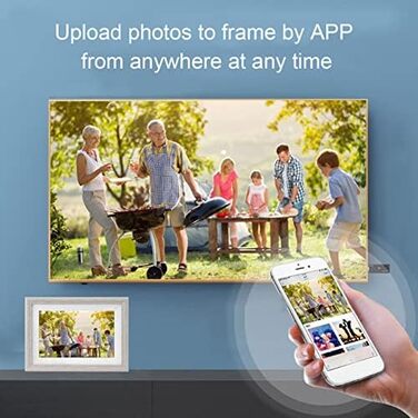 Цифровий фоторамка 10 дюймів з Wi-Fi, дерев'яний, 2K/4K HD IPS 1920x1080, розумний, для передачі фото та відео