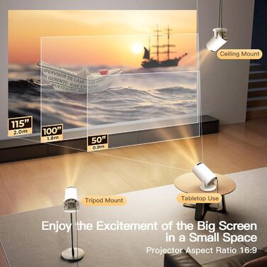 Портативний проєктор LYNCAST HY300 Pro з Wi-Fi, Bluetooth та Android 11. Підтримка 1080P/4K, поворотний на 180°, для домашнього кінотеатру та використання на відкритому повітрі