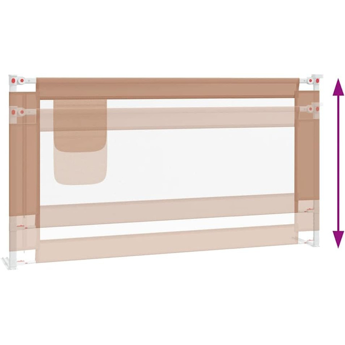 Бортик для ліжка дитячого vidaXL 200x25 см, бежевий (Taupe), тканинний захист від випадання для малюків та немовлят