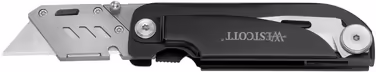 Westcott E-84034 Багатофункціональний ніж-мультитул з лезом Drop-Point 7,5 см, складаною пилкою 7,5 см, викруткою, LED-ліхтариком, лінійкою, металевою ручкою, чорний, 19 см