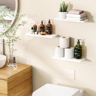 Набір полиць настінних OUDIE білі (3 шт), плаваючі полиці для вітальні, кухні, спальні, офісу, коридору 15x40x1.5 см