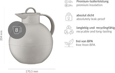 Термос Alfi Kugel 0.94л, Desert Grey Mat - дизайнерський термос з нержавіючої сталі, BPA-free