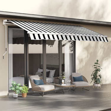 Балконна маркіза Outsunny, 3,95 x 2,45 x 3,50 м, стійка до ультрафіолету, для всіх поверхонь, тент з ручною рукояткою, алюміній, поліестер, синій