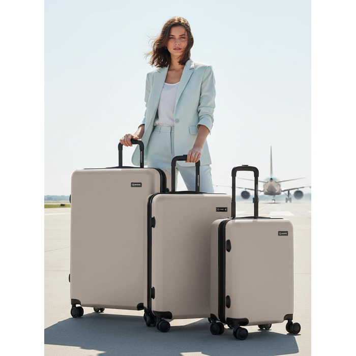 Набір валіз Smartbox Hartschalen 3-в-1 для жінок та чоловіків | Легкі та міцні валізи з ABS-пластику | 4 колеса та кодовий замок | Серія 05, колір Greige