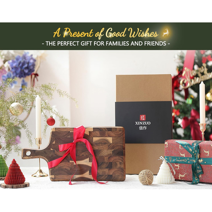 Обрізні дошки XINZUO з акації (35x25x2.6 см) - дерев'яне кухонне рішення з антиковзаючими ніжками та зручним ручним захватом