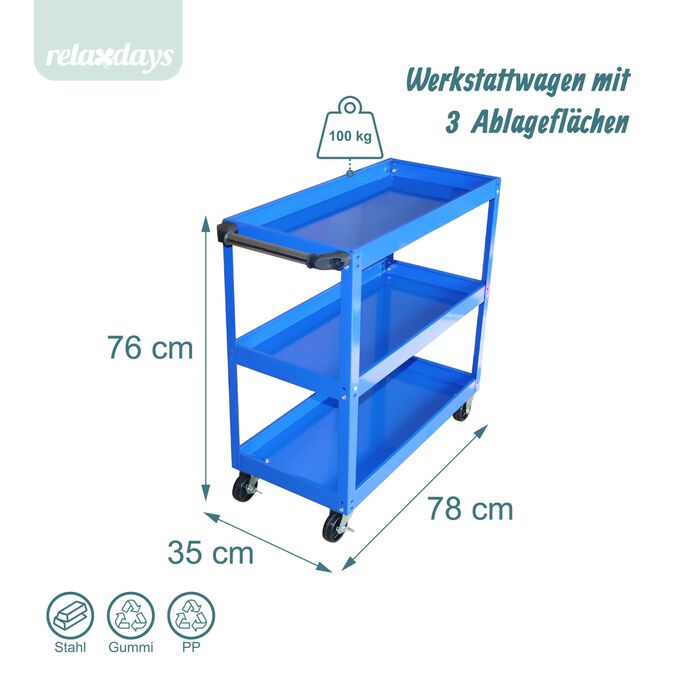 Робочий візок Relaxdays з 3 ящиками