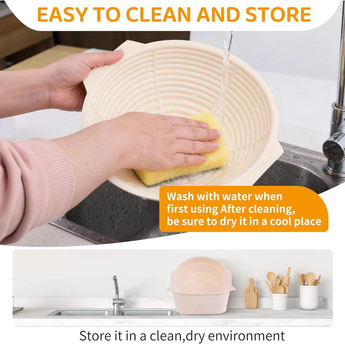 Набір для закваски хліба: 22см круглий та 23см овальний кошик для підйому тіста, скляна тара для закваски, аксесуари для випічки для початківців та хобі-пекарів, великий подарунковий набір для випічки