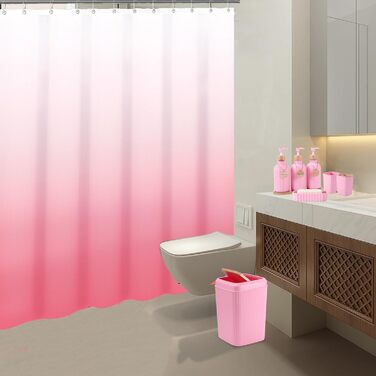 Набір для ванної кімнати 17 предметів: аксесуари для ванної, мийка, диспенсер для миючого засобу, тримач для зубних щіток, 6 дерев'яних гачків, аксесуари для кухні та ванної кімнати (Рожевий 1, Набір для ванної + штора для душу)