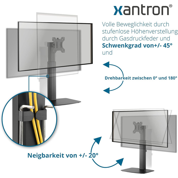 Підставка для монітора Xantron® ECO-DS100: регульована висота, нахил, поворот, обертання. Сумісна з моніторами 17-32 дюймів, VESA 75x75 & 100x100. Включає монтажний матеріал.
