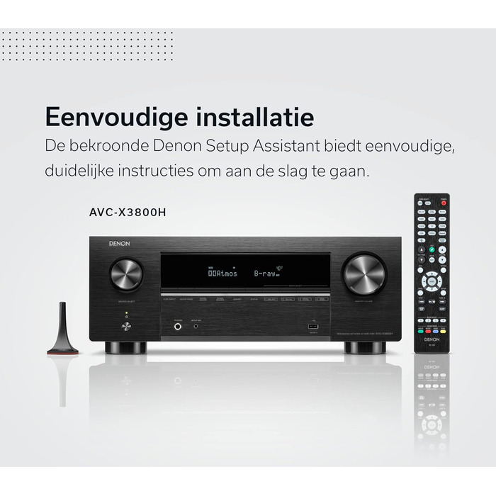 Denon AVC-X3800H 9.4-канальний AV-ресивер, підсилювач з Auro-3D, Dolby Atmos, DTS:X, 6-дюймовий 8K входи та 3 виходи, Bluetooth, AirPlay 2, HEOS Multiroom, Alexa Compatible, чорний