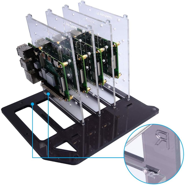 Стійка-корпус GeeekPi для Raspberry Pi, 4-рівнева, з 120 мм RGB LED вентилятором, для Raspberry Pi 4B/3B+/3B/2B/B+ та Jetson Nano