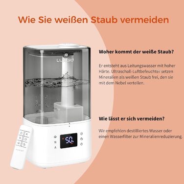 Зволожувач повітря Luxaid HU-802 4.5л з пультом, гігростатом та таймером для спальні та великих приміщень. Тихий зволожувач для дитячої кімнати.