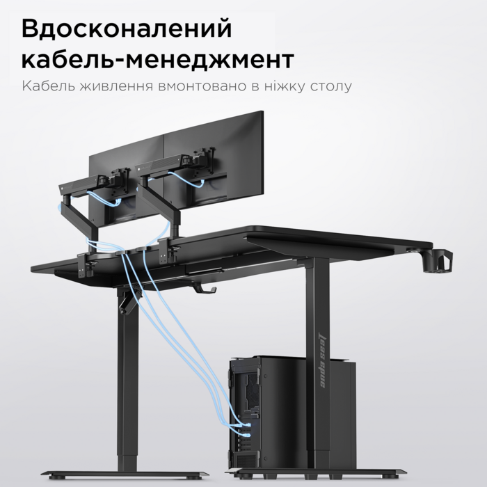Стіл з електрорегулюванням висоти Anda Seat Xtreme E 1600x800 Black