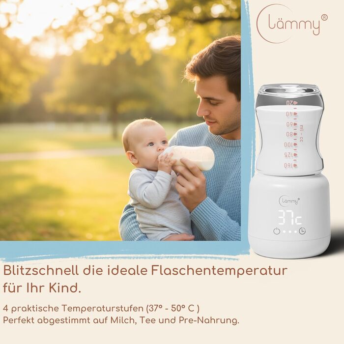 Підігрівач для пляшечок Lämmy – акумуляторний, портативний, точний, не протікає, компактний – для всіх пляшечок, USB