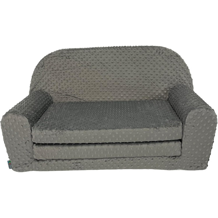 Дитячий розкладний диван FORTISLINE Mini 2в1 40x78x45 см, сірий плюш, знімний чохол, мотив Кошеня, для дітей, пінополіуретан