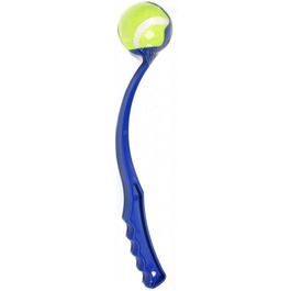 Метальник м'яча Fluffix - тенісний м'яч - синій - 38 см - технологія дальнього кидка - повертається, практичний, гігієнічний - 50 символів
