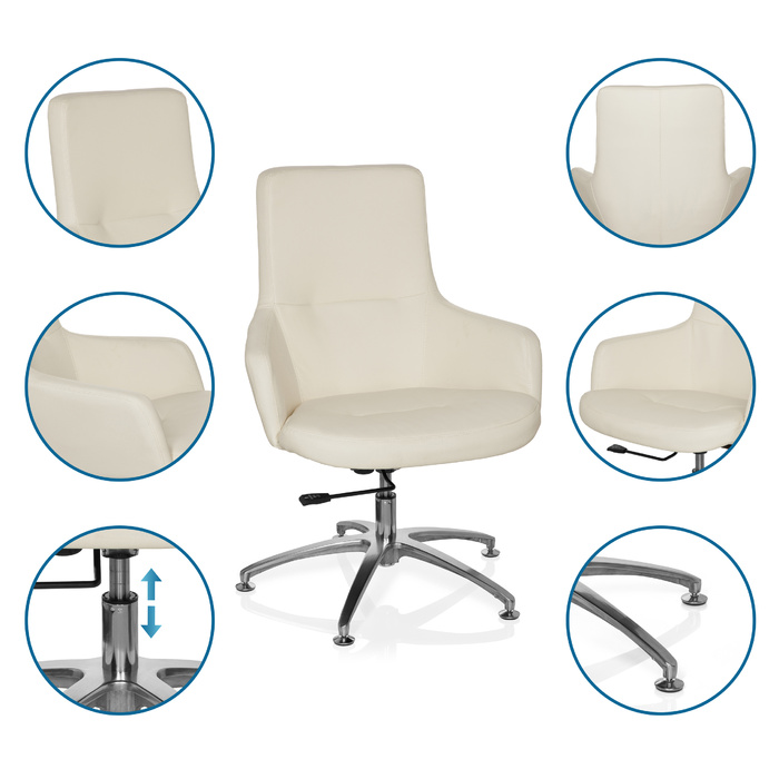 Крісло для відпочинку SHAKE 300, штучна шкіра, кремовий колір, hjh OFFICE