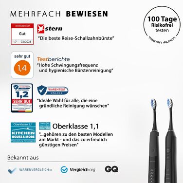 Електрична зубна щітка Tristan Auron SonicMaster (Блакитна) - 6 голів + чохол - 5 режимів, 55000 VPM, таймер 2 хв, 100 днів гарантії
