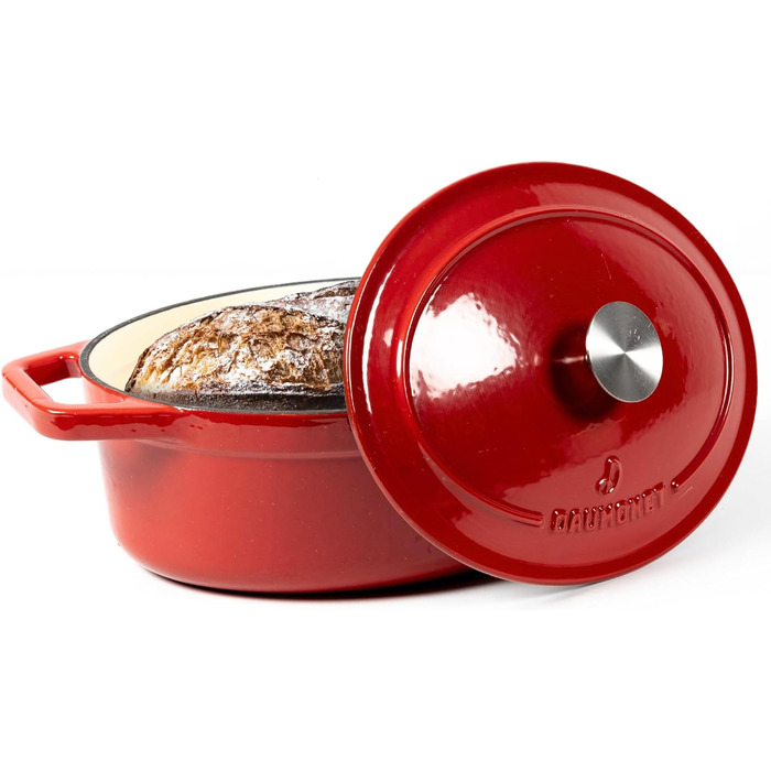 Запіканка Daumonet кокотниця чавунна жаровня придатна для індукції форма для випікання хліба голландська піч (Ø 29 см, вишнево-червона)