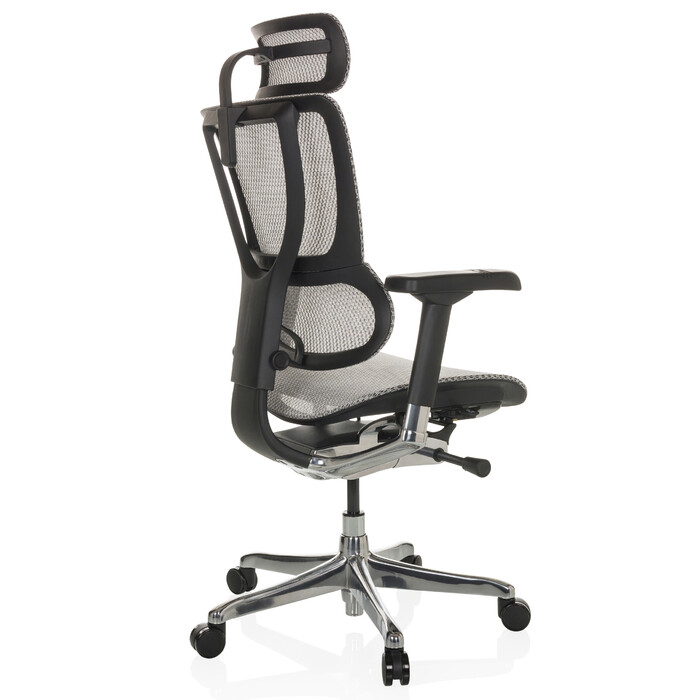 Ергономічне крісло для офісу/керівника ERGOHUMAN SLIM GEN2 з сітчастою спинкою, світло-сірого кольору, hjh OFFICE