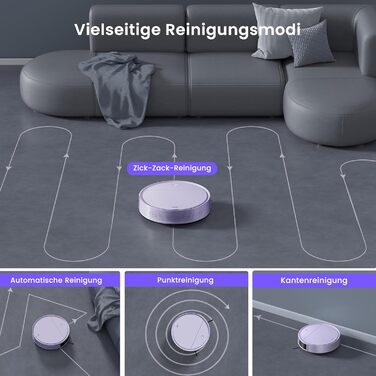 Робот-пилосос OKP K5P Purple: 5000Pa, навігація, HEPA-фільтр, Wi-Fi, для тварин, килимів, твердих підлог