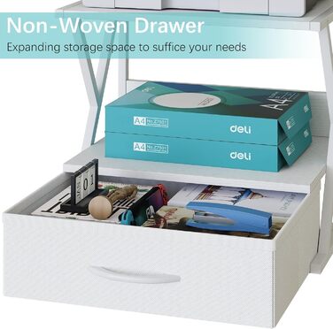 Підставка для принтера з ящиком, 2-рівнева, для офісу, дому, школи | Organizer, колір: білий