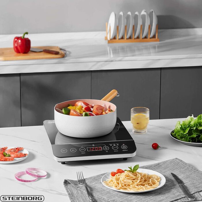 Індукційна плитка Steinborg 2000 Вт з сенсорним керуванням та захистом від перегріву | Електрична плитка для кухні