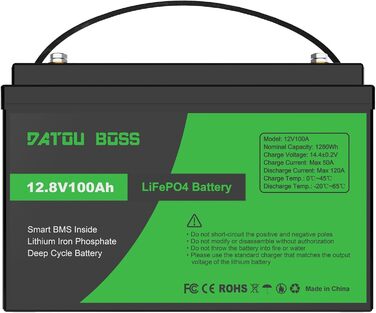 Акумулятор DATOUBOSS 12V 300Ah LiFePO4, 3840 Втгод, 200 А BMS, 15000 циклів, послідовно/паралельно, для автофургонів/морських