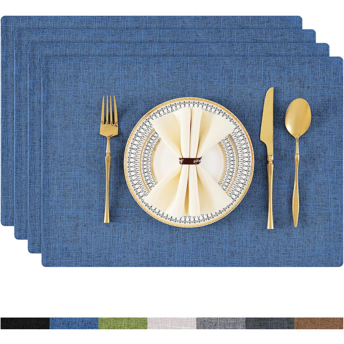 Тканинні серветки на стіл Homaxy, 4 шт., блакитні, миючі, термостійкі, антиковзаючі, двосторонні