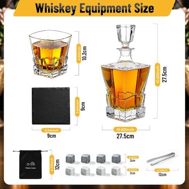 Набір віскі: декантик 800 мл, 2 келихи, 8 каменів. Подарунковий набір віскі для чоловіків