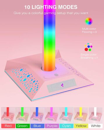 Кронштейн для гарнітури Hcman RGB з USB, світлодіодна підставка для ігрових навушників, рожева