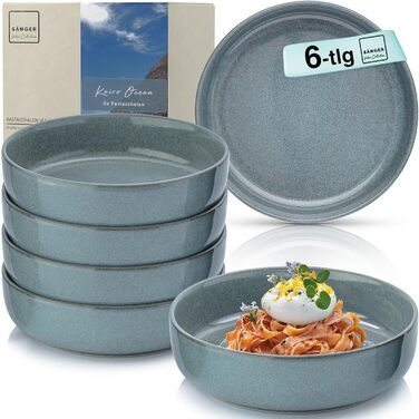 Набір кавових чашок SÄNGER 6 шт. з порцеляни, 400 мл, для 6 осіб, сумісні з мийною машиною та мікрохвильовою піччю, коричневий колір, VALUE COLLECTION (Kairo Ocean, Pastaschalen 6 tlg.)