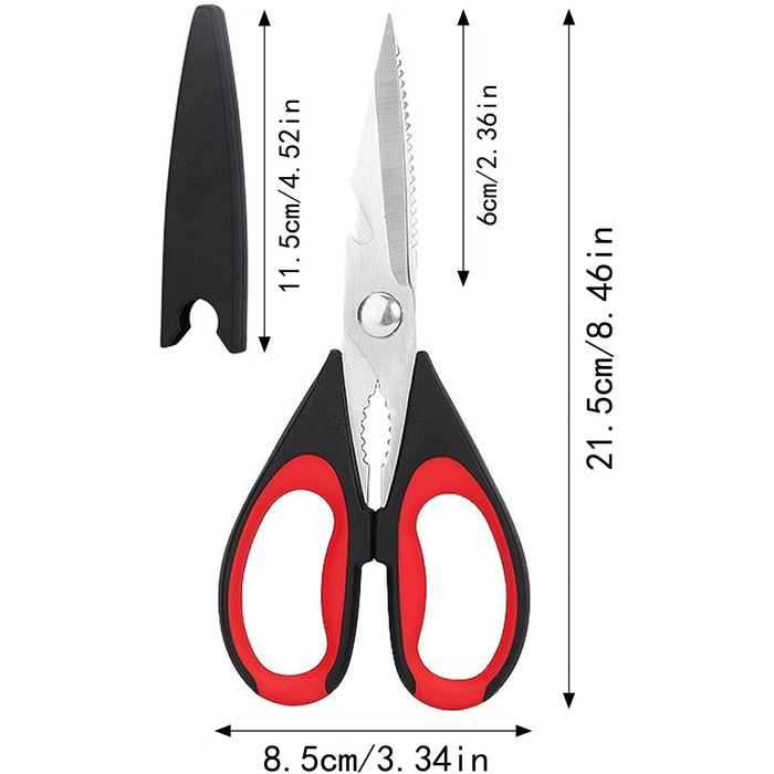 Універсальні ножиці Кухонні ножиці Ножиці з нержавіючої сталі Побутові ножиці Можна мити в посудомийній машині Універсальні ножиці як відкривачка для пляшок для видалення накипу Лівосторонні Кухонні гострі зручні в руціСкорочена версія Універсальні ножиці